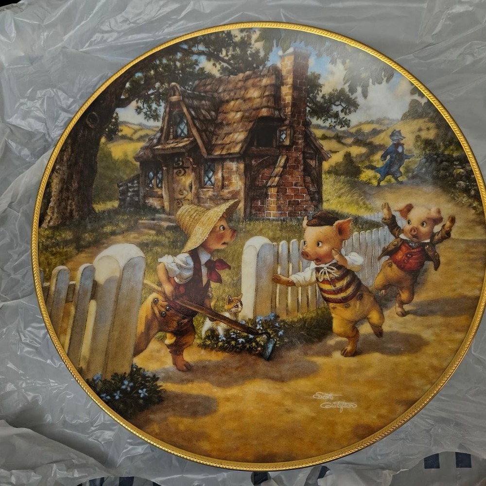 Edwin M Knowles 1991 The Three Little Pigs Plate Scott Gustafson 84-K41-112.3